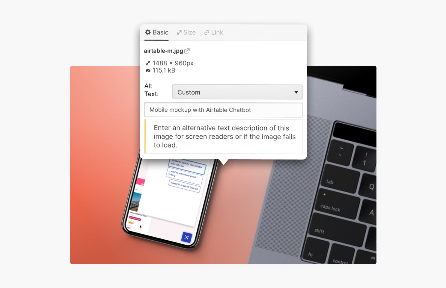 Custom alt text setting inside Webflow designer