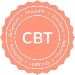 Thoughts, Emotions and Behavior words around CBT stamp