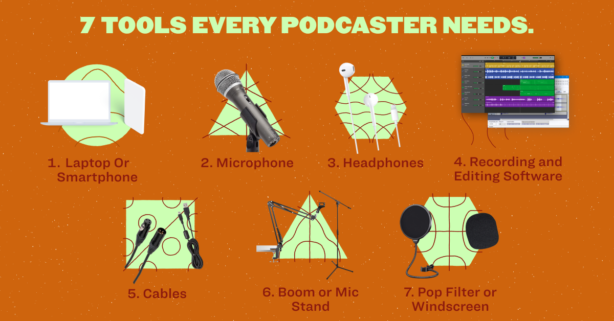 photos of 7 tools every podcaster needs