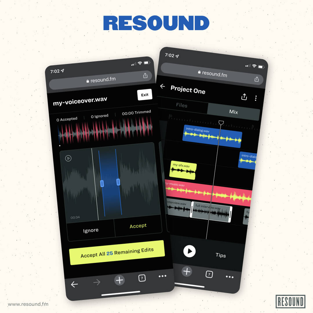 Product shot of podcast recording software Resound