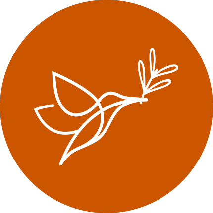 Kolibri Foundation orange circle logomark with white hummingbird