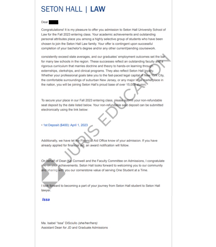 Acceptance Letters Juris Education