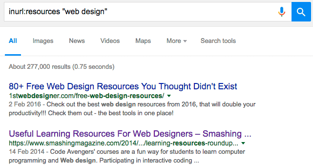 resource page link search operator