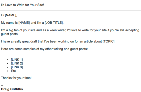 guest post outreach email example