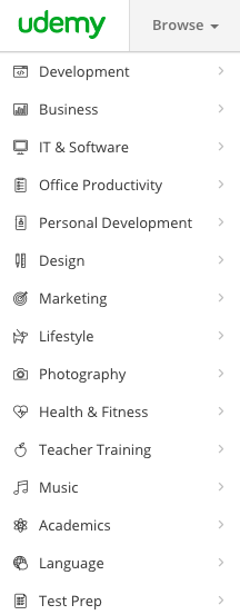 udemy course categories