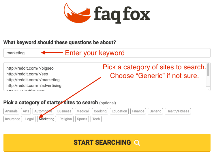 faqfox for keyword research