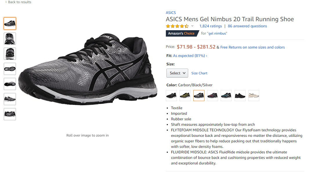 asics ecommerce product description