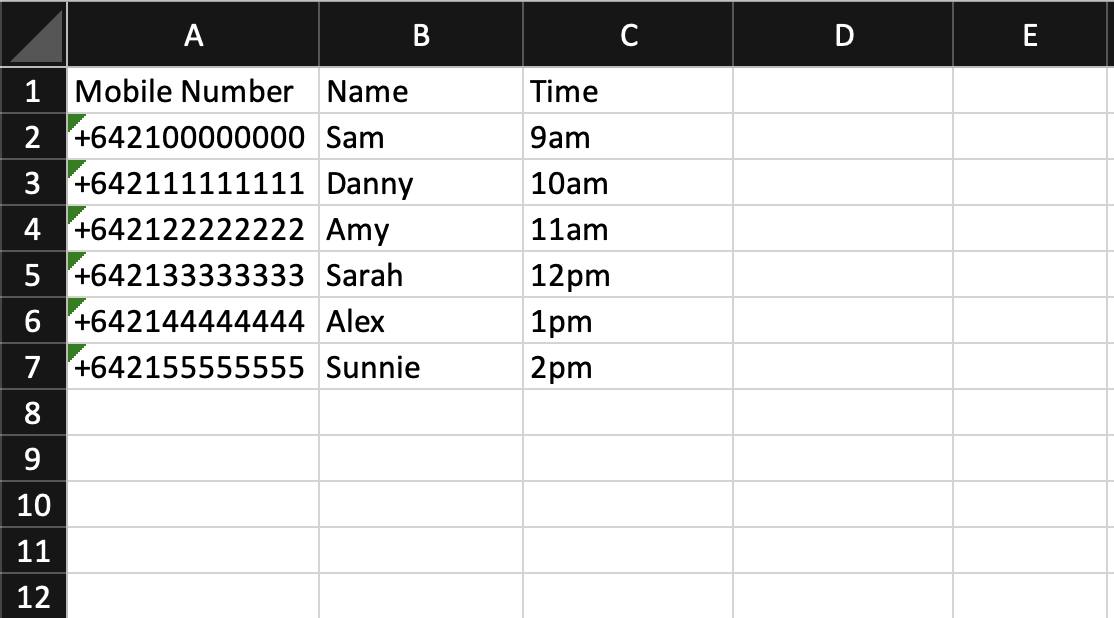 Excel to SMS screenshot
