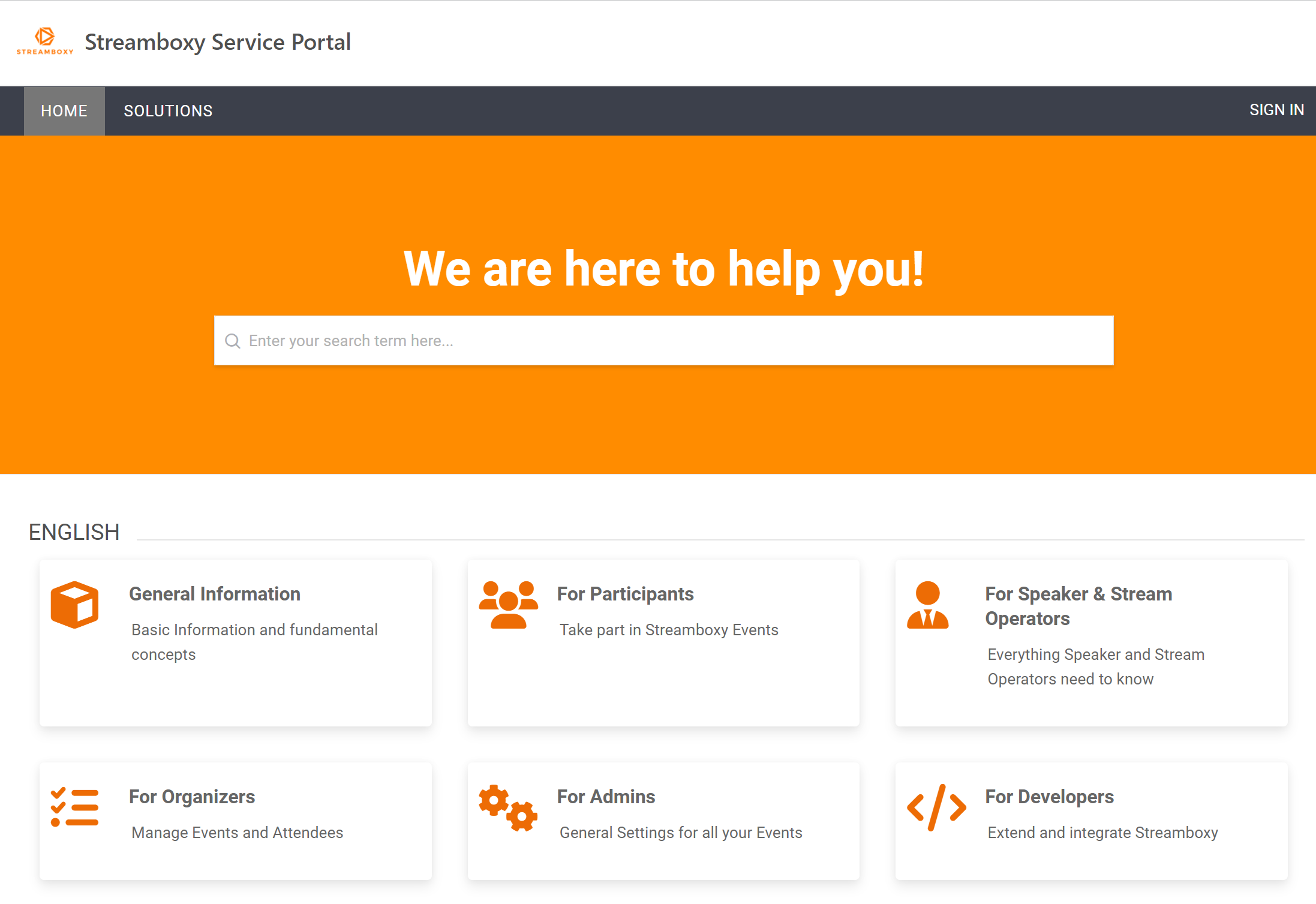 STREAMBOXY Service-Portal Startseite