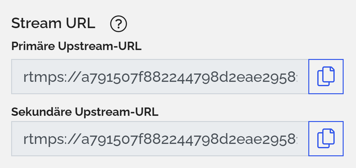 Stream URLs in der STREAMBOXY STage