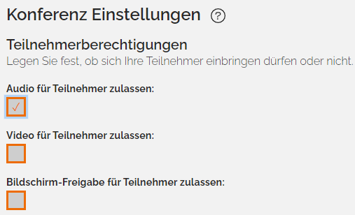 Konferenzeinstellungen in der STREAMBOXY Backstage
