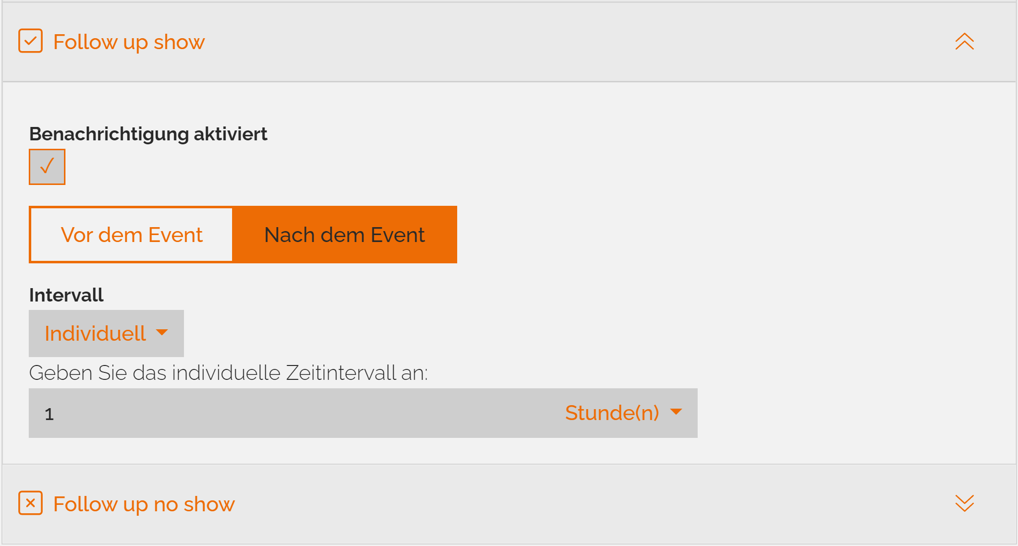 Reminder Einstellungen in der STREAMBOXY Backstage