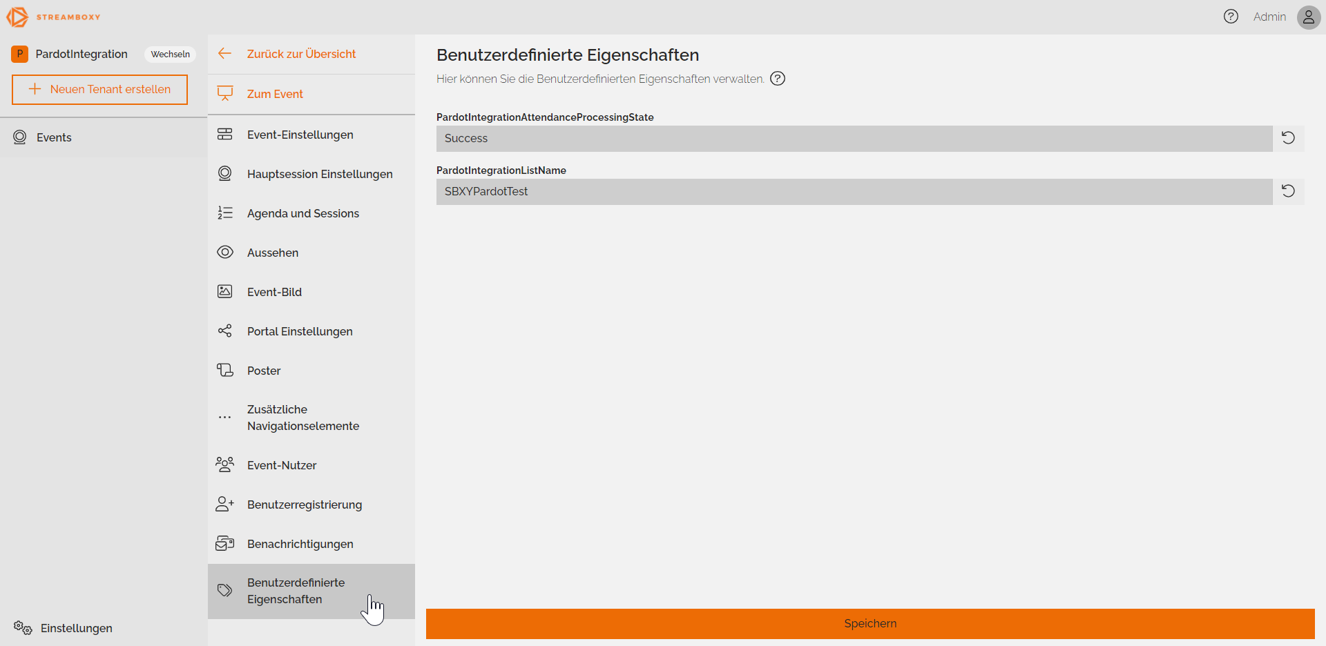Verbinden der Pardot-Liste mit dem STREAMBOXY Event