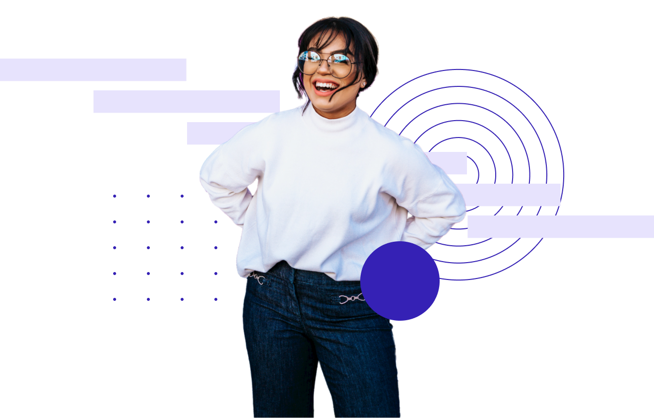 Smiling woman with hands behind back