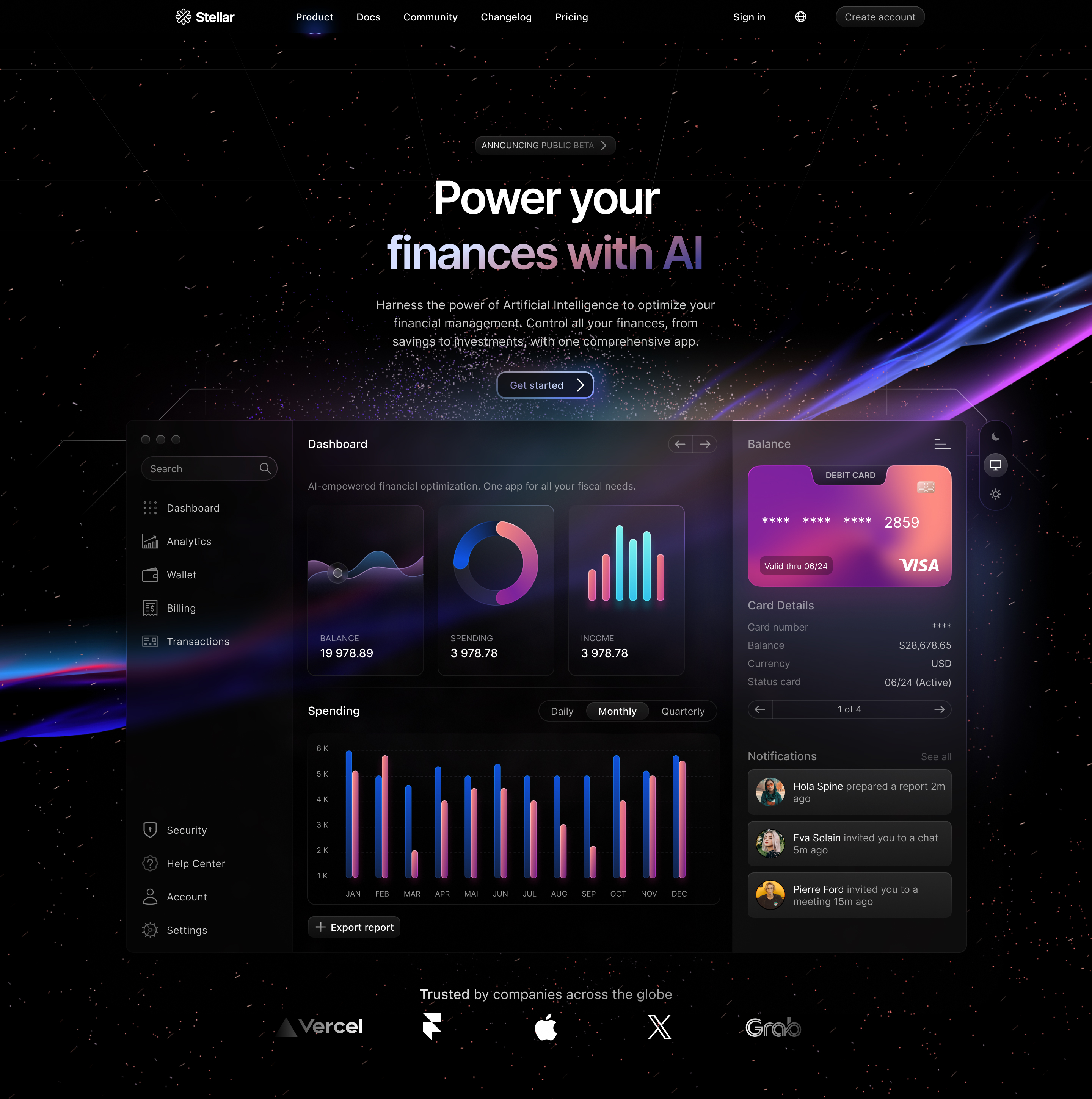 Harnessing AI for Intuitive Finance Management: The Stellar Dashboard Design case study artifact
