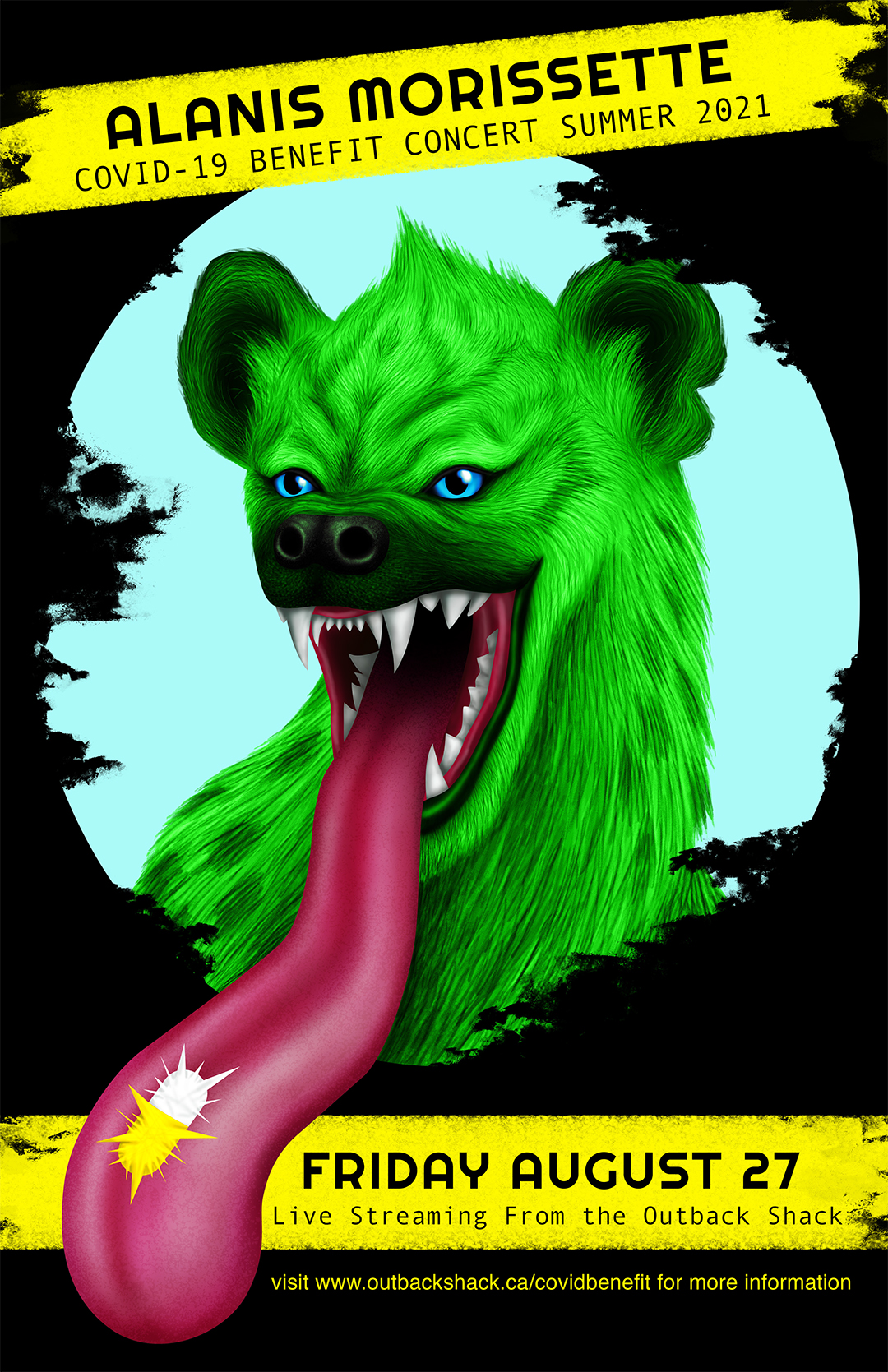Concert poster with hyena illustration