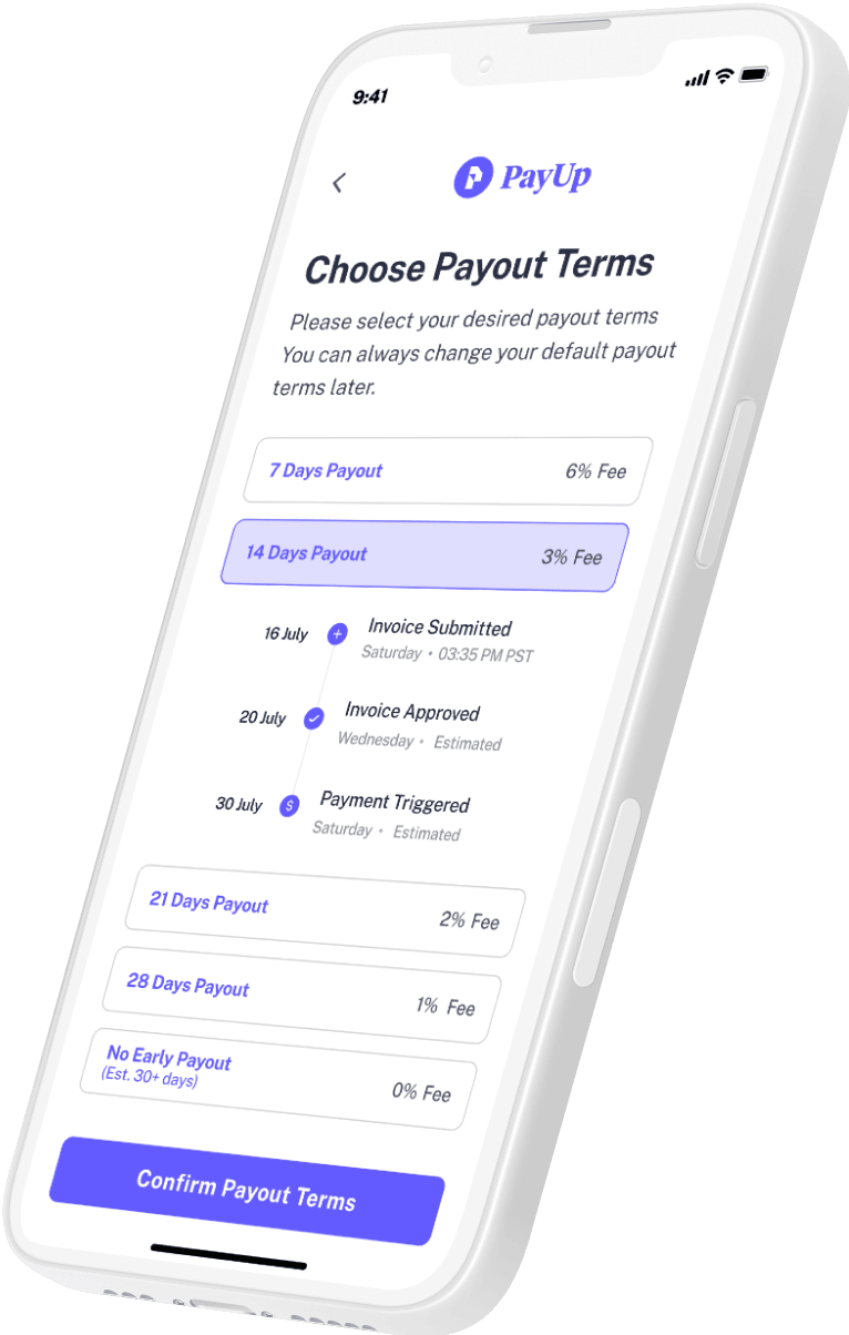 Choosing payouts on PayUp using smartphone