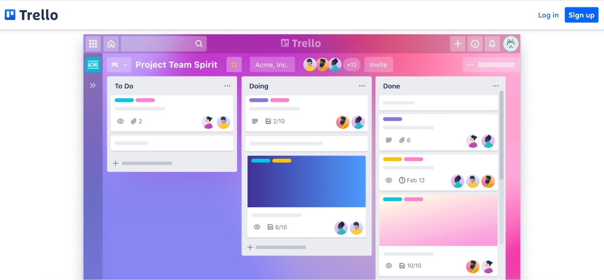Focus tools: screenshot of Trello’s website