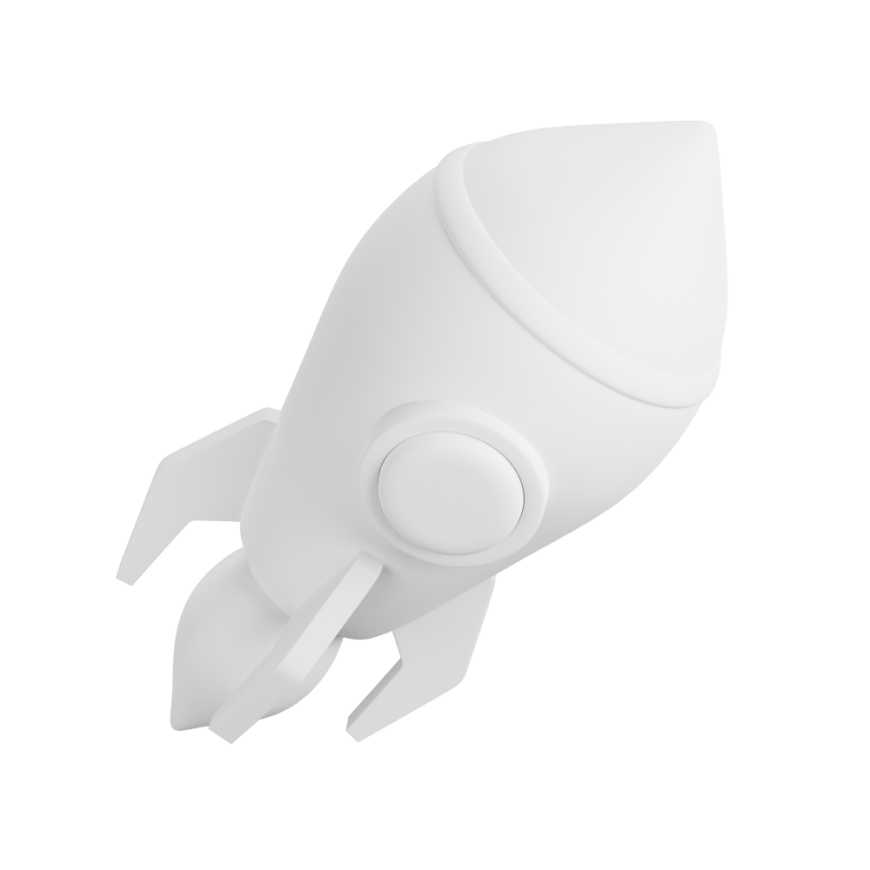 White clay icon of a rocket.
