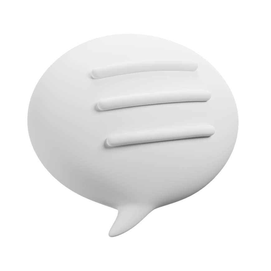 White clay icon of a text bubble.