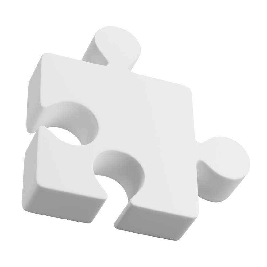 White clay icon of a puzzle piece.