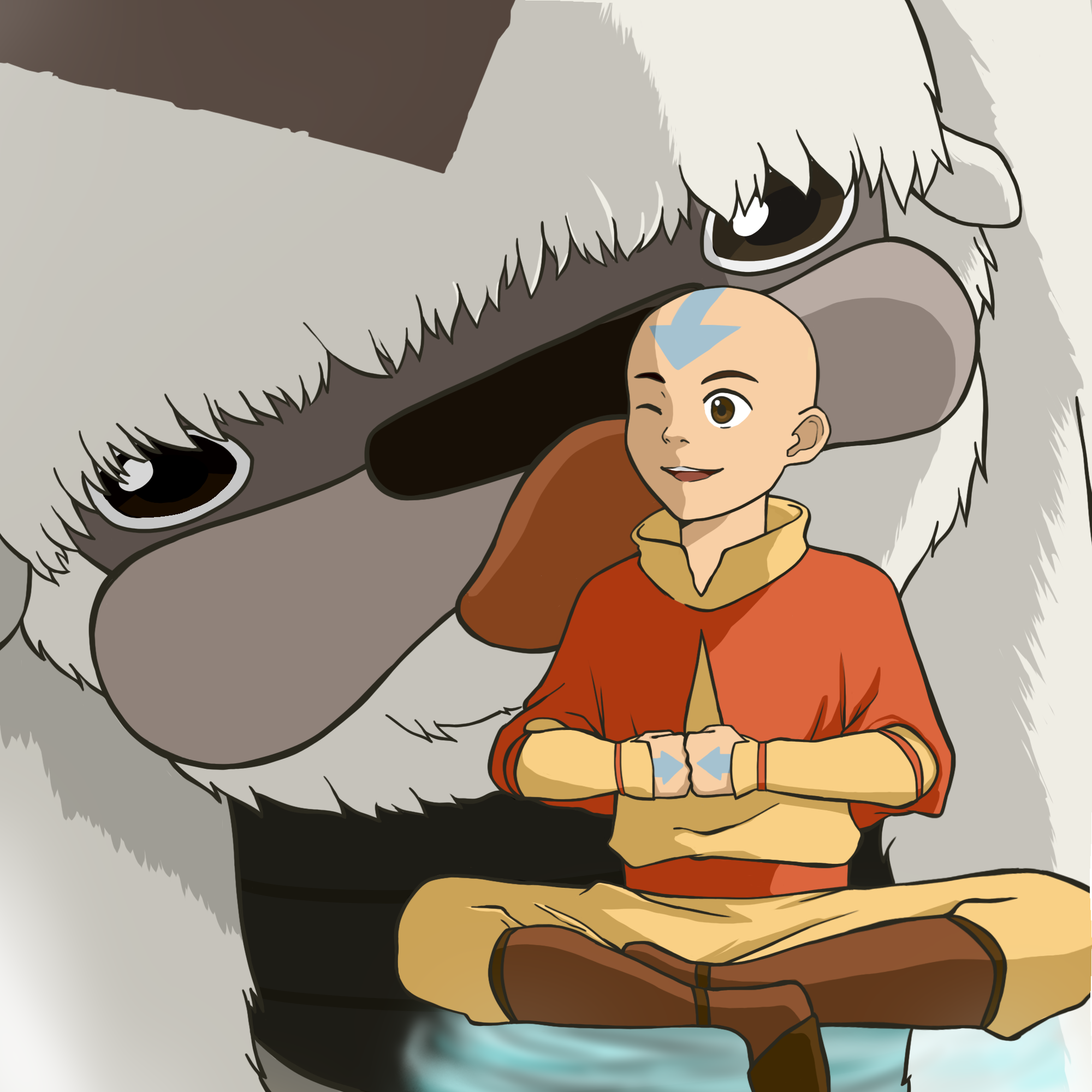 Aang, the last airbender with his loyal friend Appa, from avatar the last airbender.