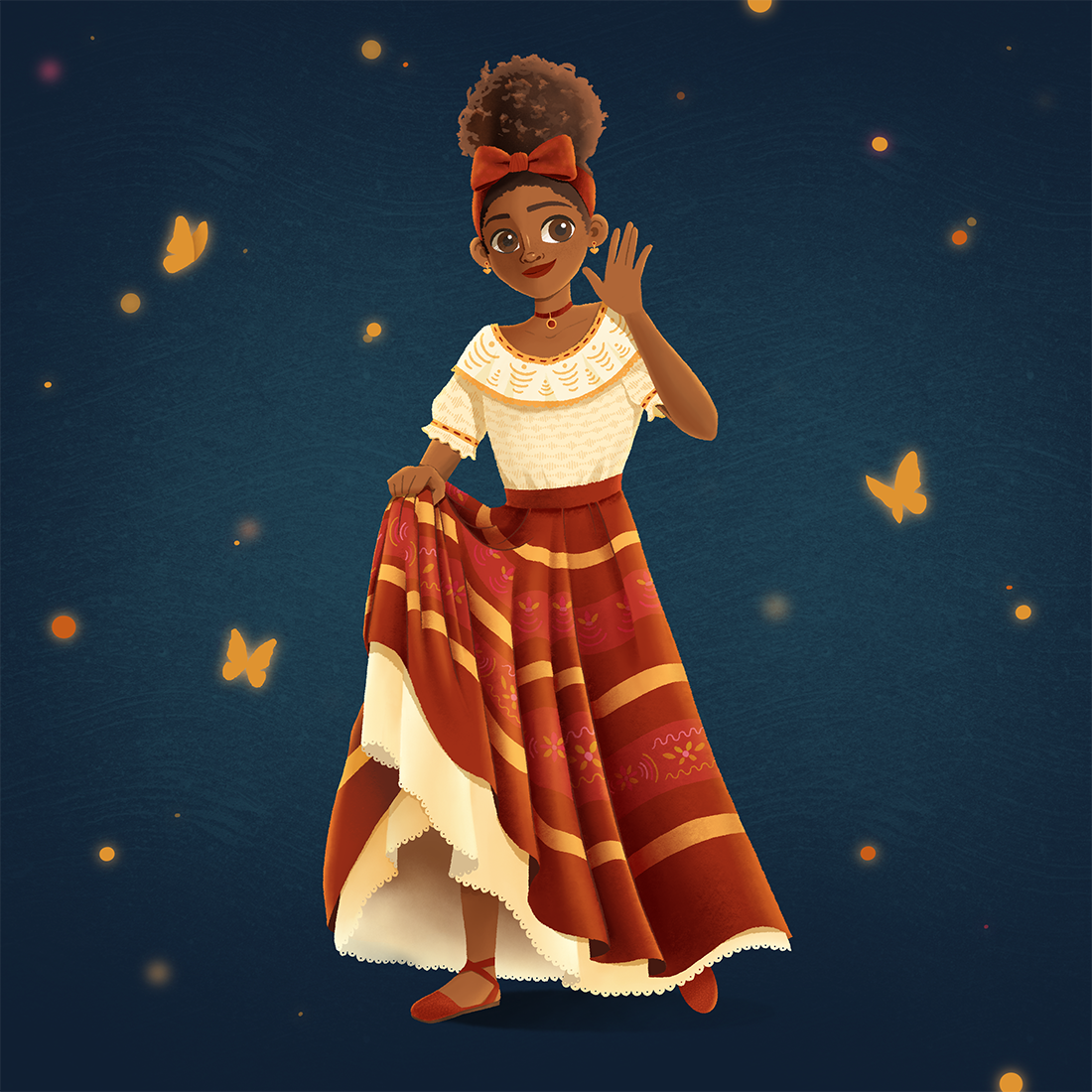 Dolores, a member of the family Madrigal from Encanto.