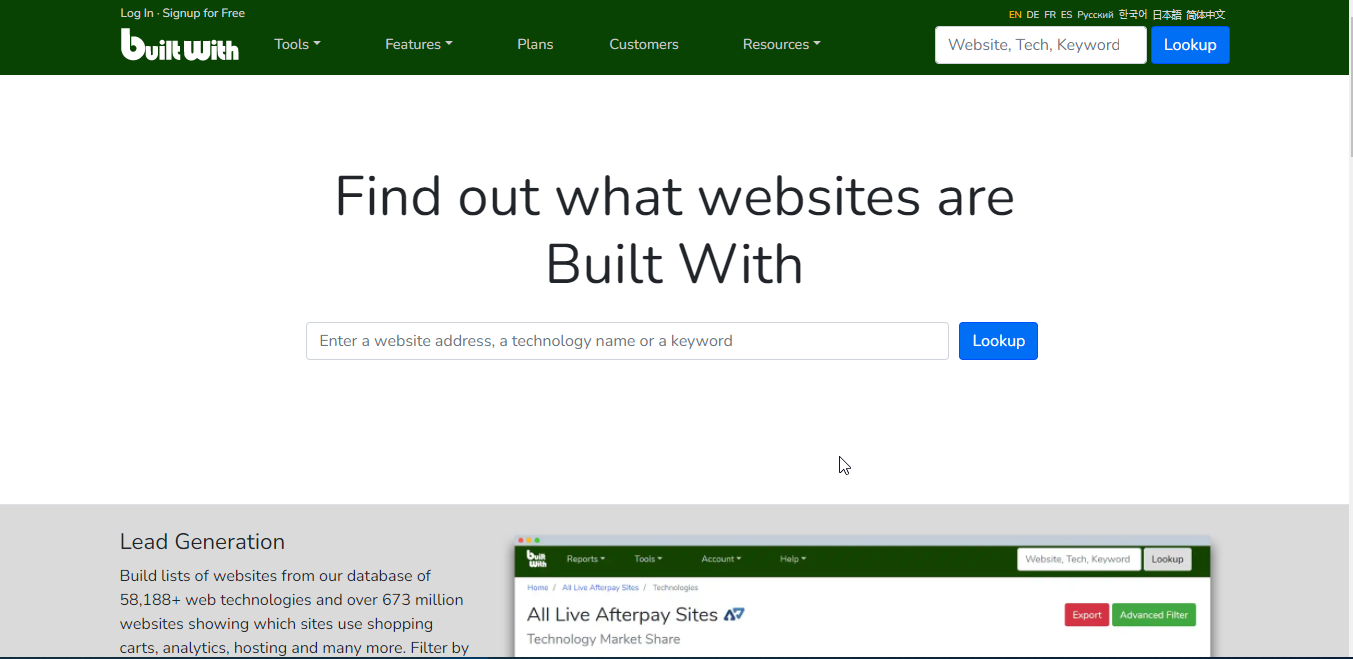 BuiltWith - Features, Reviews, Alternatives | VC Stack