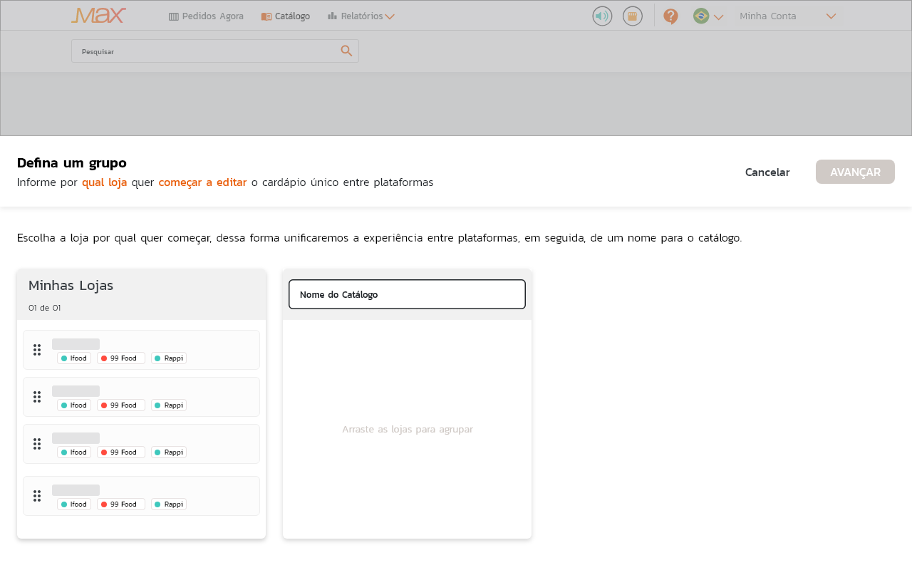 Detalhe do editor de cardápios para plataformas de delivery dentro do Max