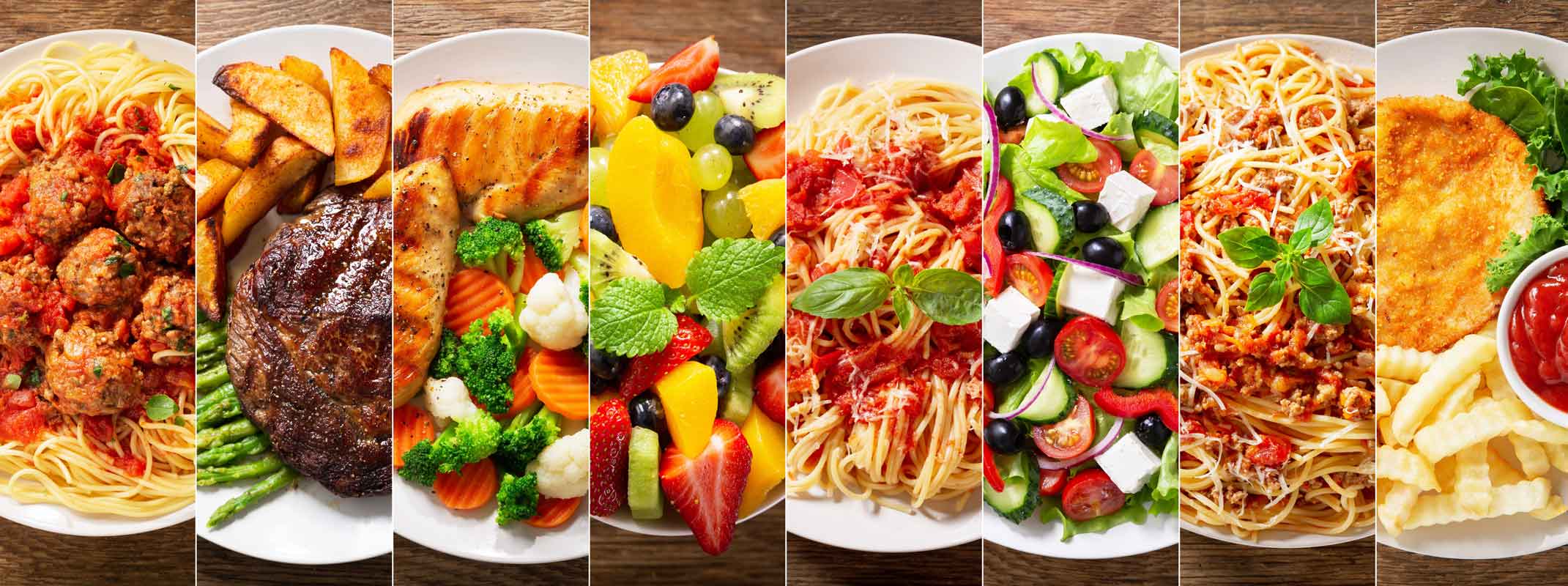 Foto de diversos pratos de comida diferentes