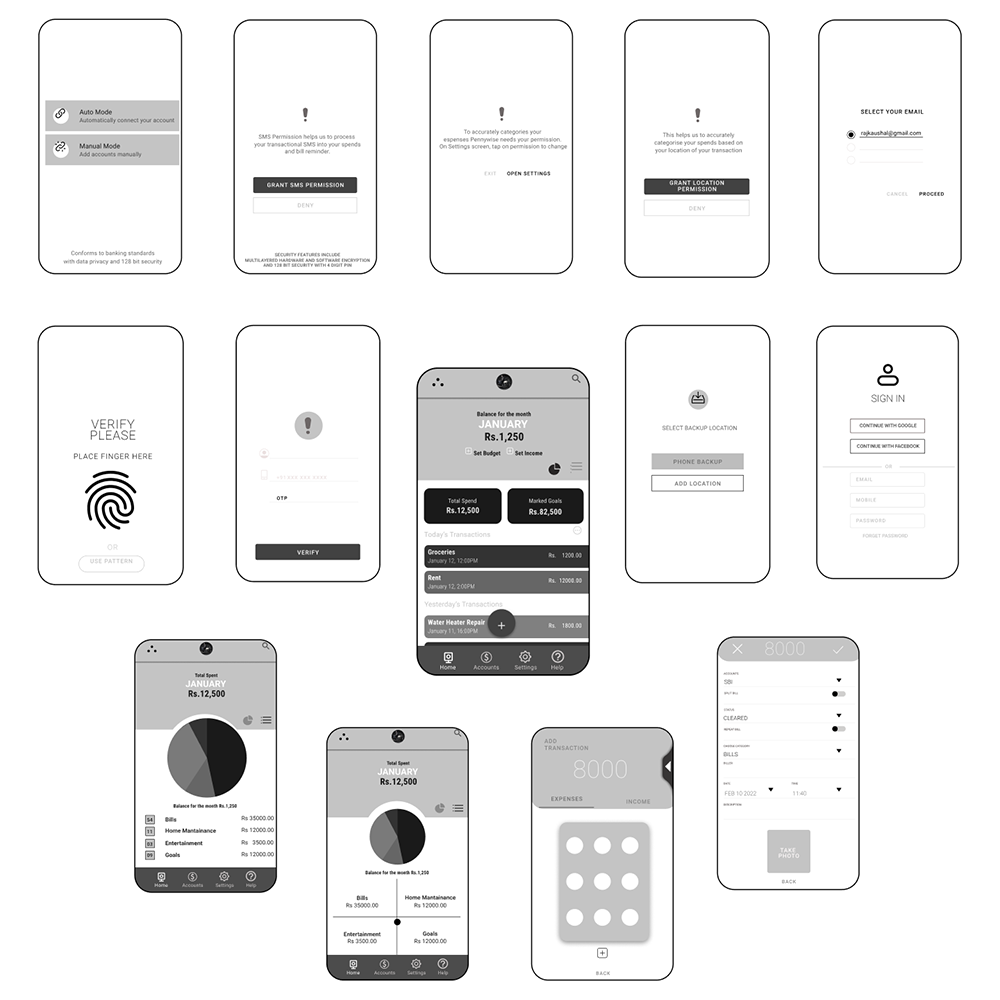 Piggwise App - hires Wireframes