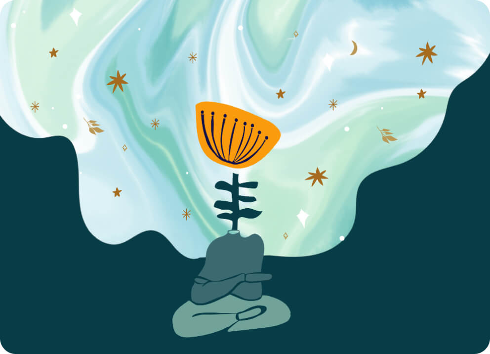 Image indicates meditative position
