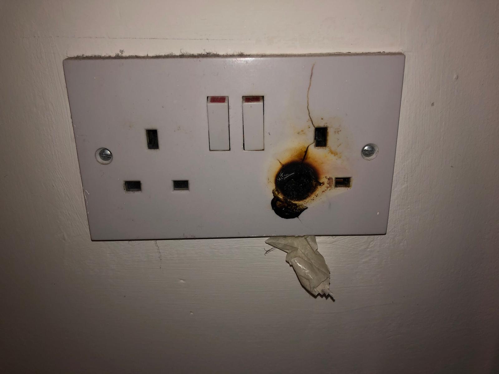 Emergency Call Out - Burnt Wall Socket, electrical project in West London