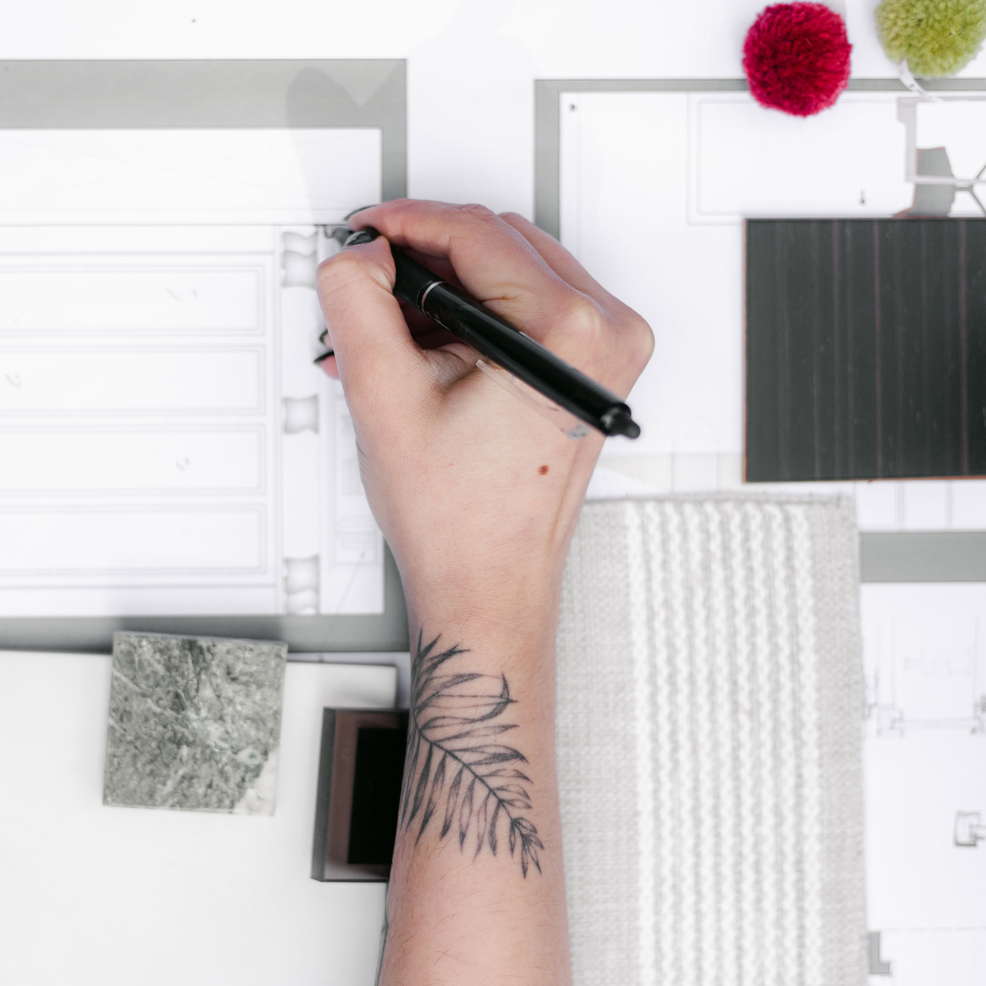 designer working on sketches