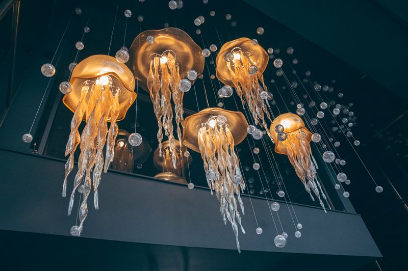 Blown glass jellyfish chandelier Blown design
