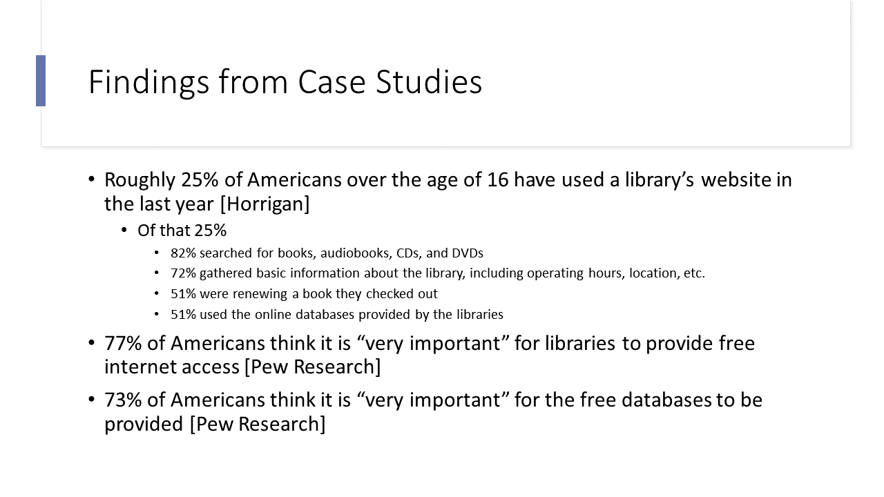 A slide showing demographic information gathered from case study research