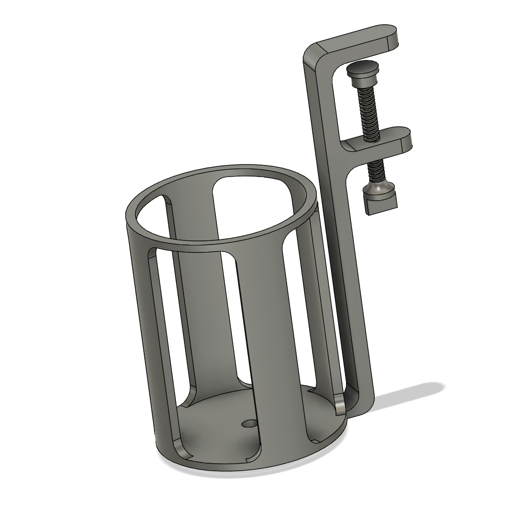 A 3D model of a cupholder that can be attached to any kayak
