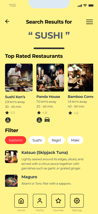 Happy eats mobile app hi fidelity search results screen design