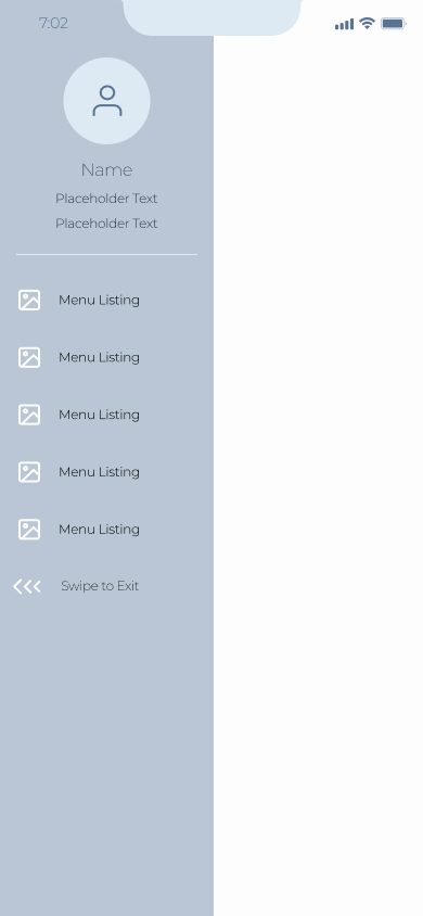 Happy eats mobile app low fidelity digital wire frame user menuscreen