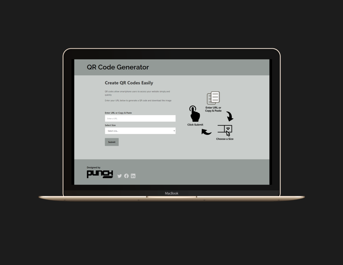 QR code generator mock up on laptop