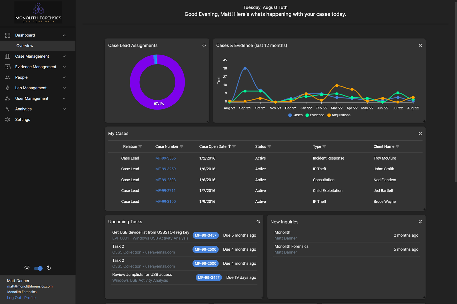 Monolith Forensics Digital Forensics Case Management