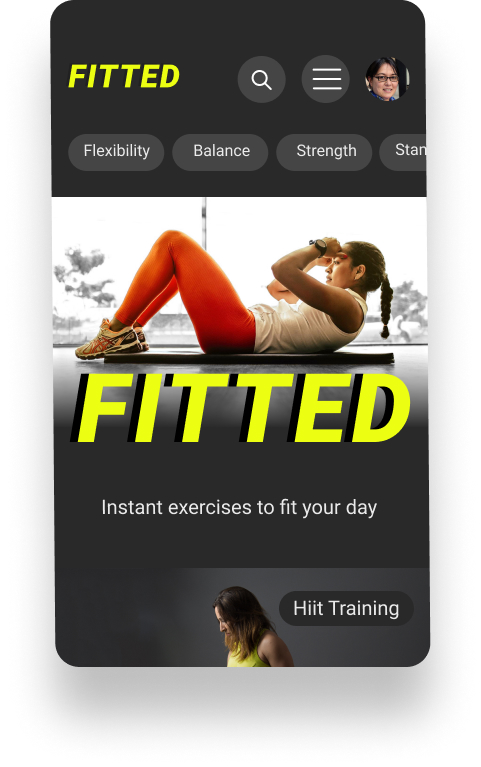 Hi fidelity mobile screen: the homepage