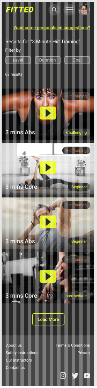 Screenshot of mobile page showing the grid that was used.