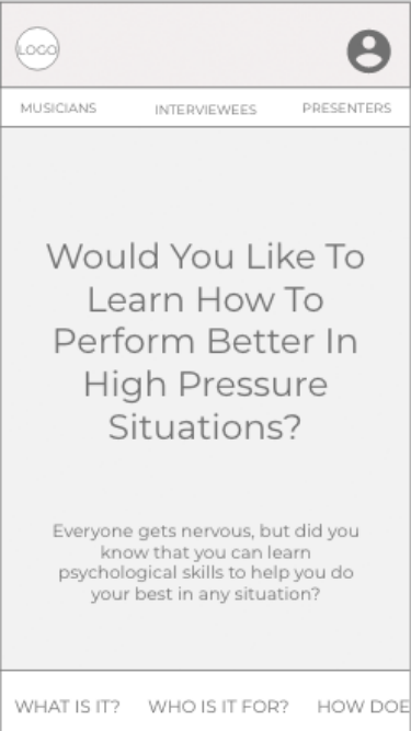 Mid fidelity wireframe of the homepage