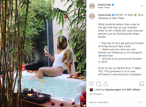 Hotel Vitale Sweepstakes post