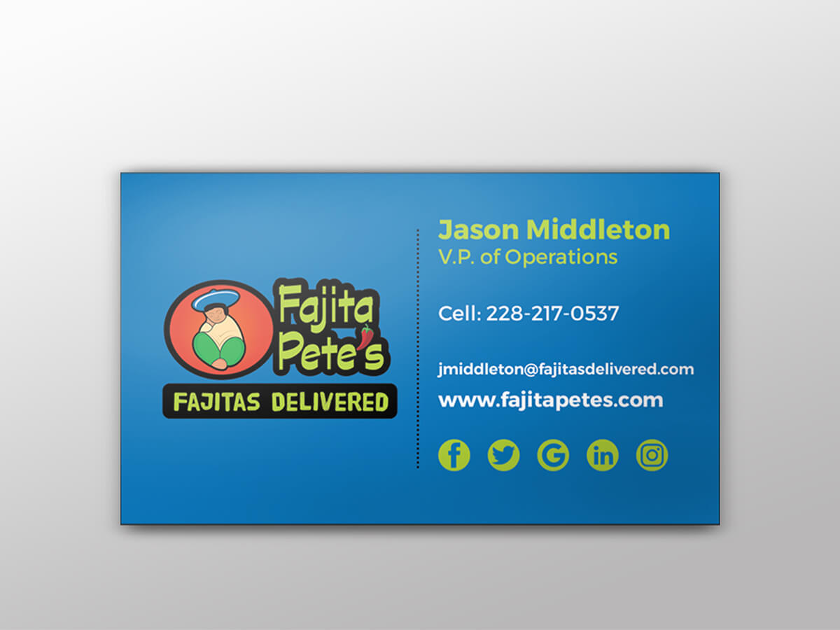 Creado Work Fajita Pete's Business Card