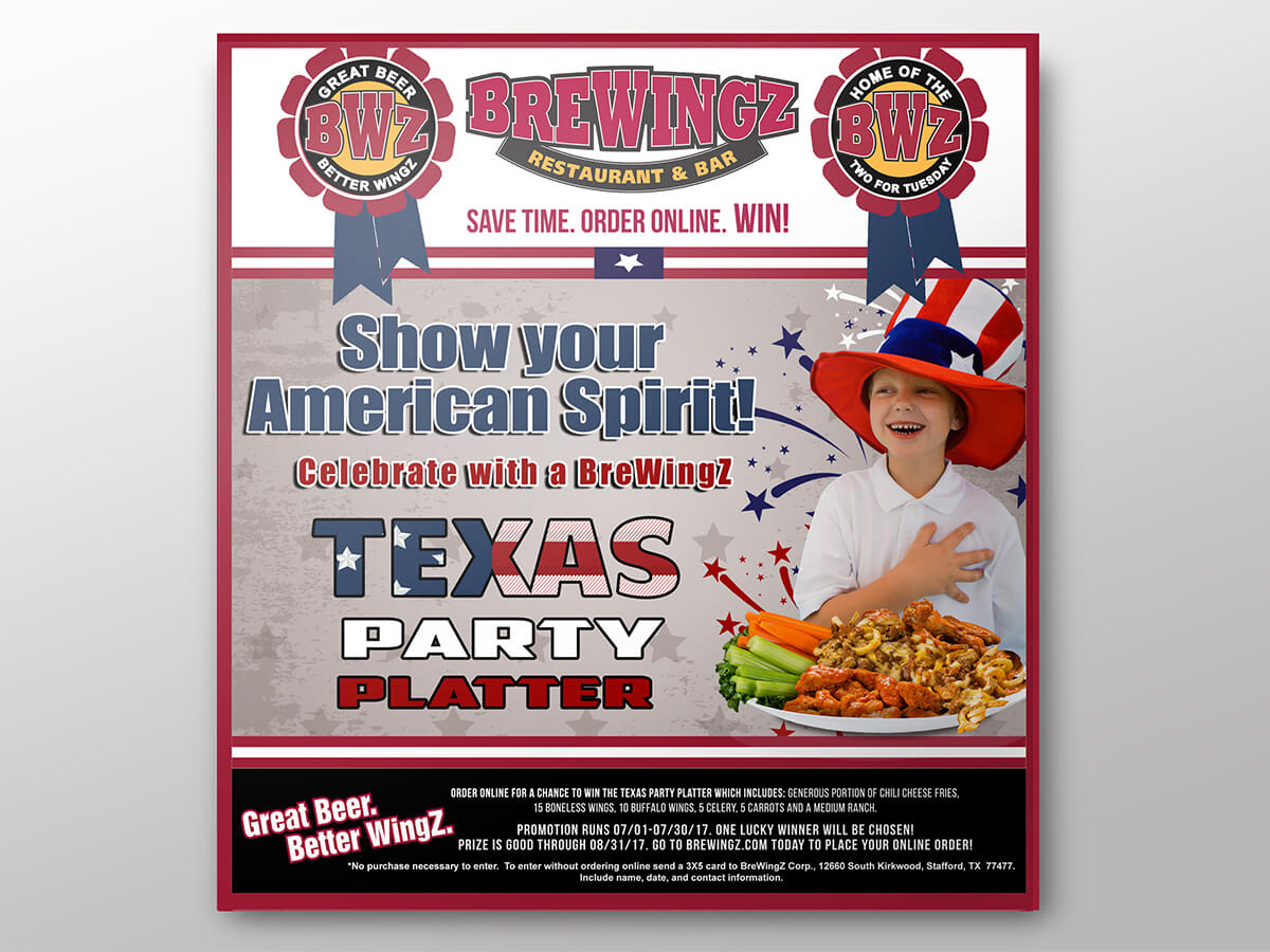 Creado Work BreWingz Texas Party Platter Promo Graphic