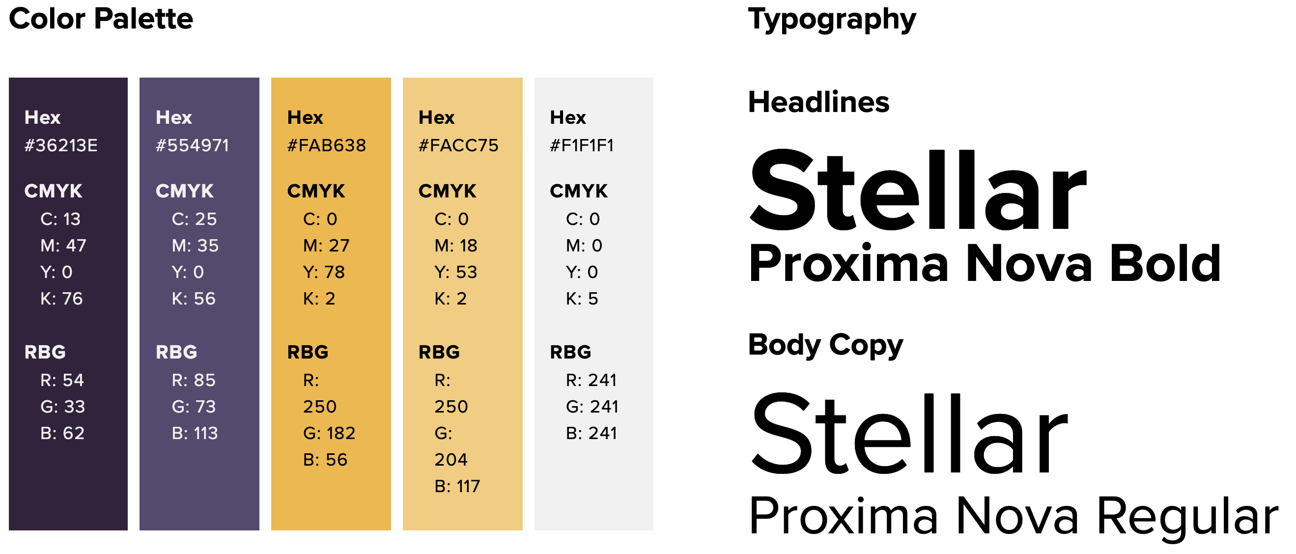 Stellar Redesign Color Palette and Typography