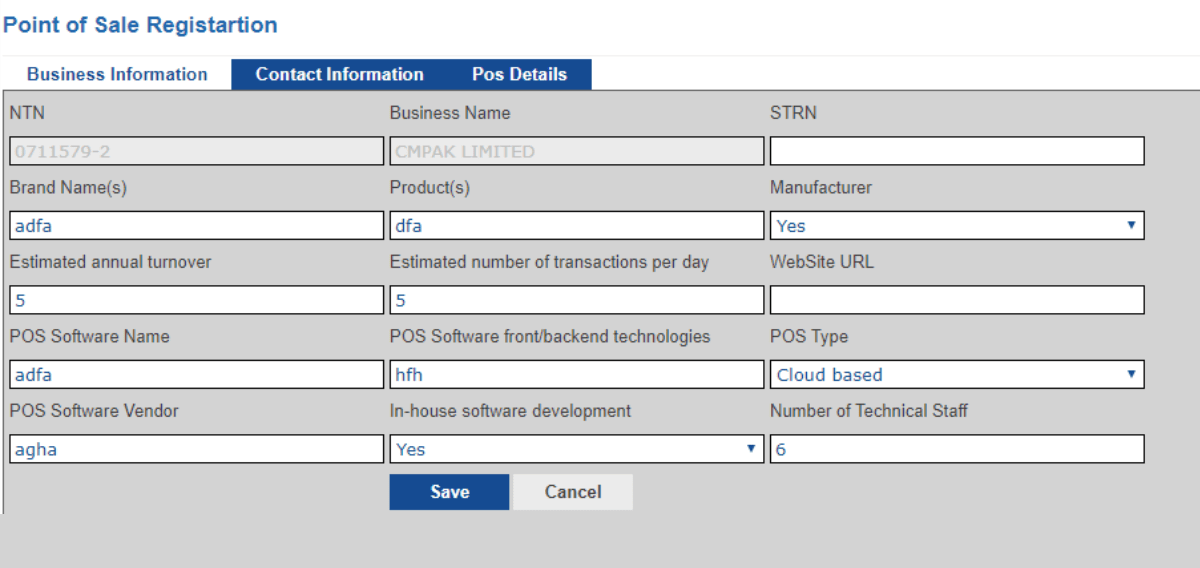 fbr Business Information