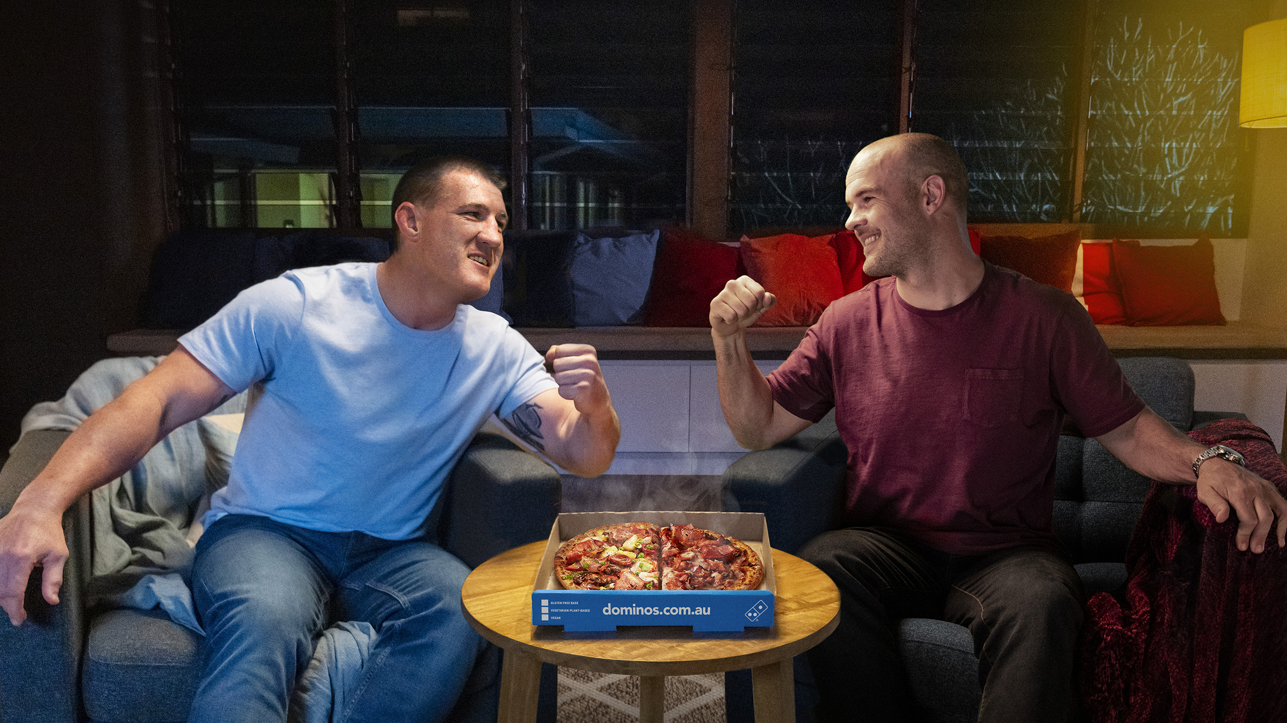 reunites Gallen and Myles over a Domino’s Half ‘n’ Half